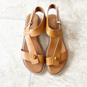 NIB Franco Sarto Glenni Brown Leather Strappy Sandal Size 9 NEW